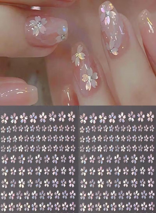 SINSEN Flower Nail Art Stickers Decals Laser Cheery Blossom Flowers Nail Stickers 6PCS 3D Holographic Elegant Flower Stickers Japanese Style Self-Adhesive Nail Art Supplies Manicure Sliders for Women Girls - Image 1